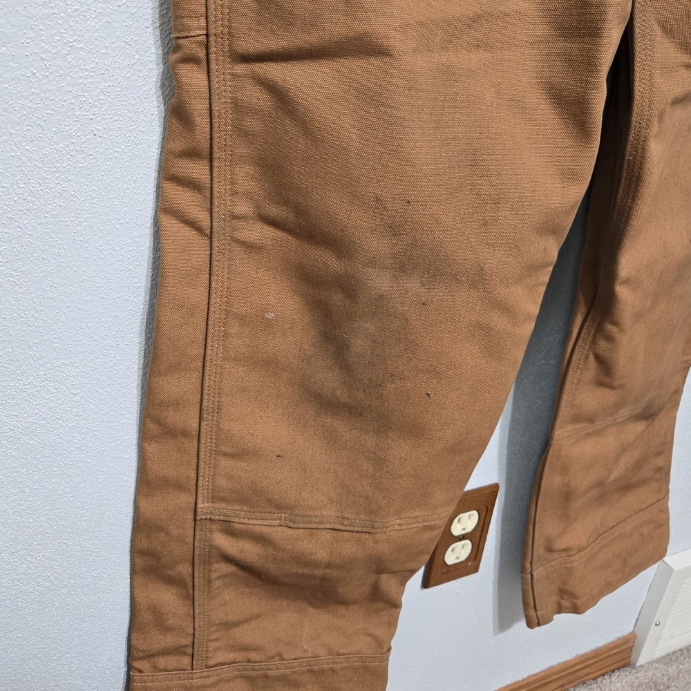 Carhartt Bib Overalls Brown Canvas RN14806 Workwear Duck Chore Men 34x32 STAINED - Picture 8 of 15